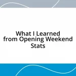 What I Learned from Opening Weekend Stats