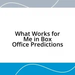 What Works for Me in Box Office Predictions