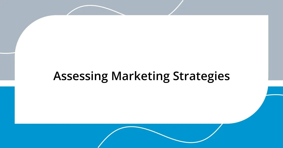 Assessing Marketing Strategies