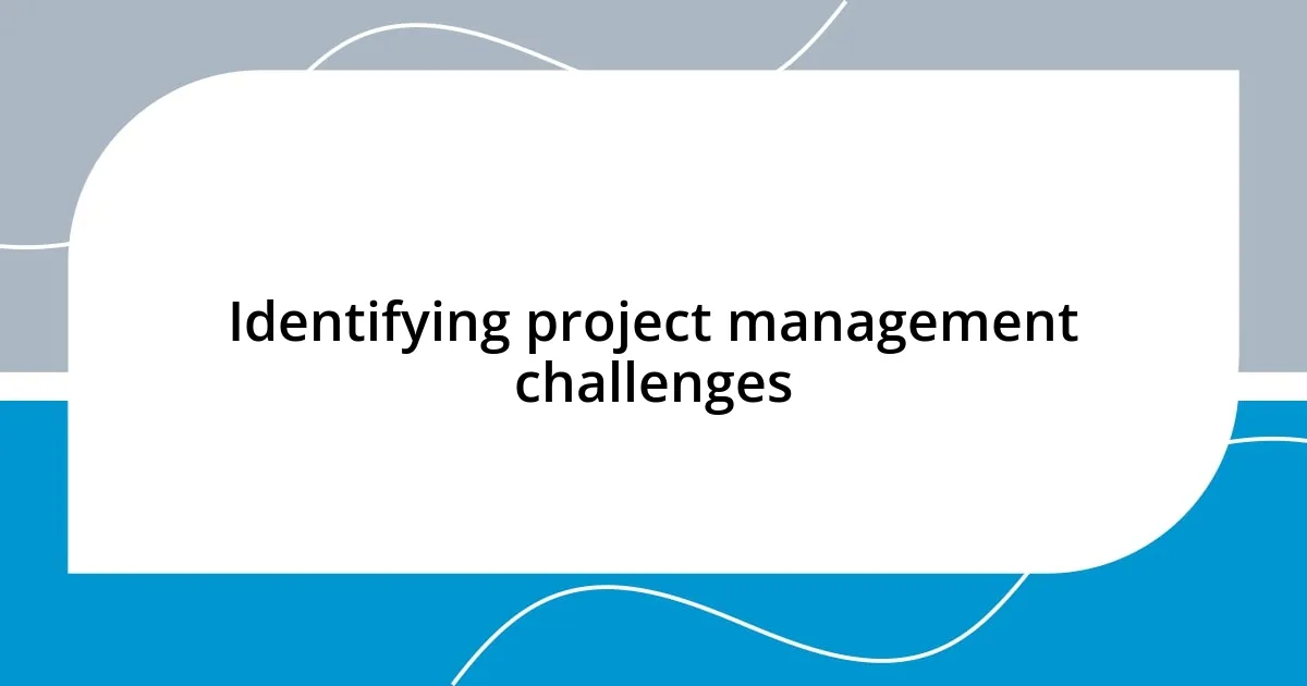 Identifying project management challenges