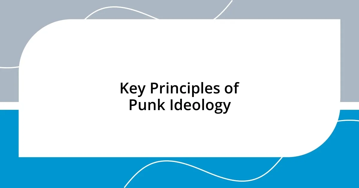 Key Principles of Punk Ideology